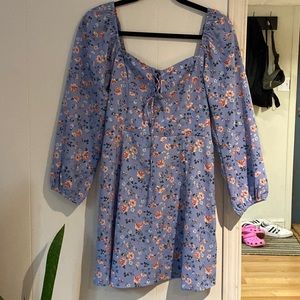 Long-Sleeve Lace-Up Flirty Mini Dress